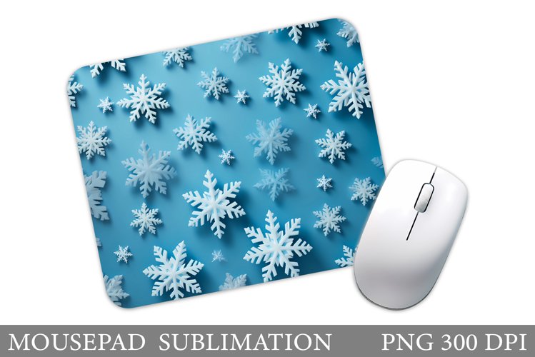 Snowflakes Mouse Pad Sublimation. Winter Mouse Pad Design