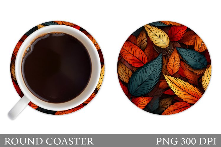 Fall Leaves Round Coaster. Leaves Coaster Sublimation