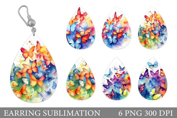 Butterflies Teardrop Earring. Butterflies Watercolor Earring