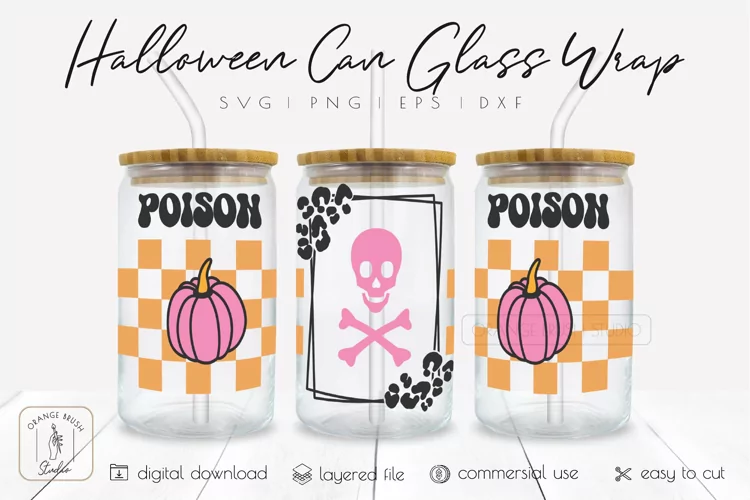 Halloween Can Glass Wrap 16 Oz Libbey Glass Can SVG