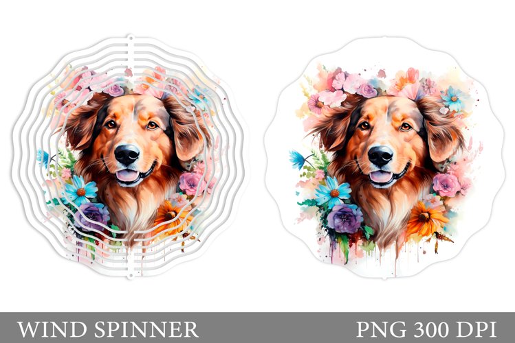 Dog Flowers Wind Spinner. Dog Wind Spinner Sublimation example image 1