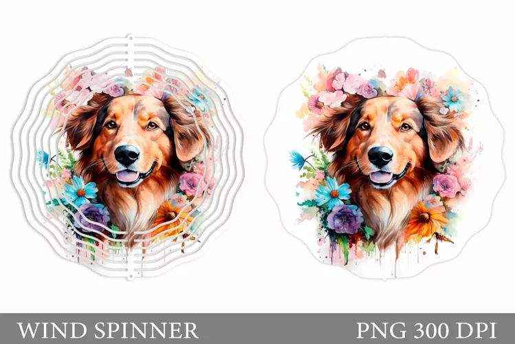 Dog Flowers Wind Spinner. Dog Wind Spinner Sublimation