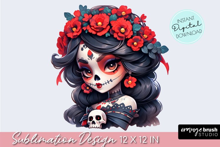 La Catrina PNG Girl Clipart - Day of the Dead Sublimation