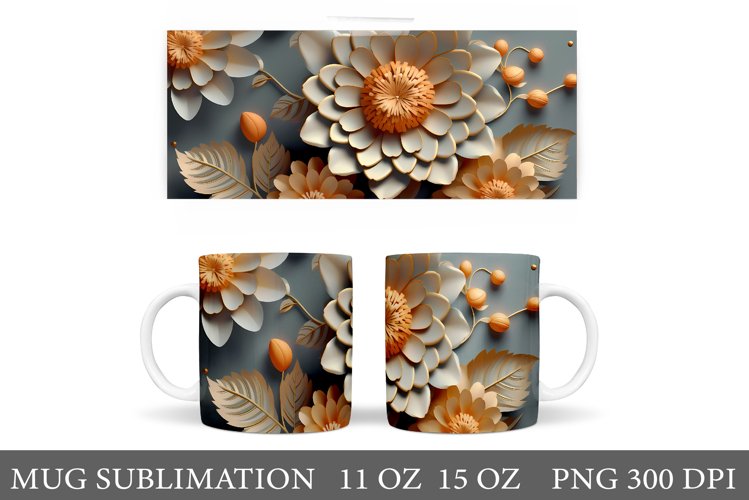 3D Flowers Mug Wrap. 3D Flowers Mug Wrap Sublimation