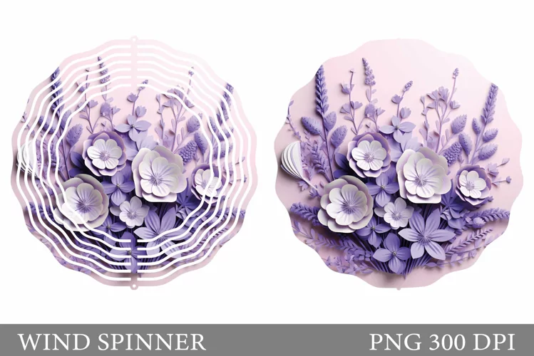 3D Flowers Wind Spinner Sublimation. Flowers Spinner Design
