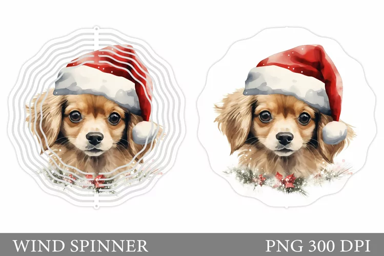 Christmas Dog Spinner Sublimation. Cute Dog Wind Spinner
