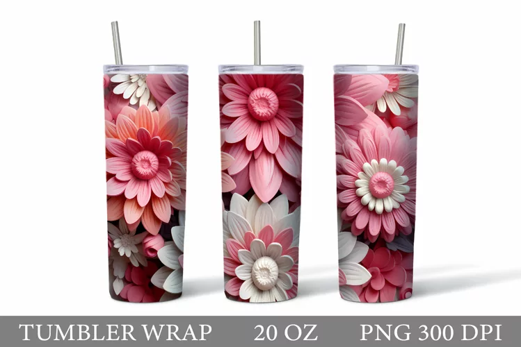 3D Flowers Tumbler Sublimation. 3D Flowers Tumbler Wrap