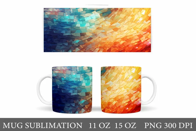 Stained Glass Mug Wrap Design. Abstract Mug Wrap Sublimation