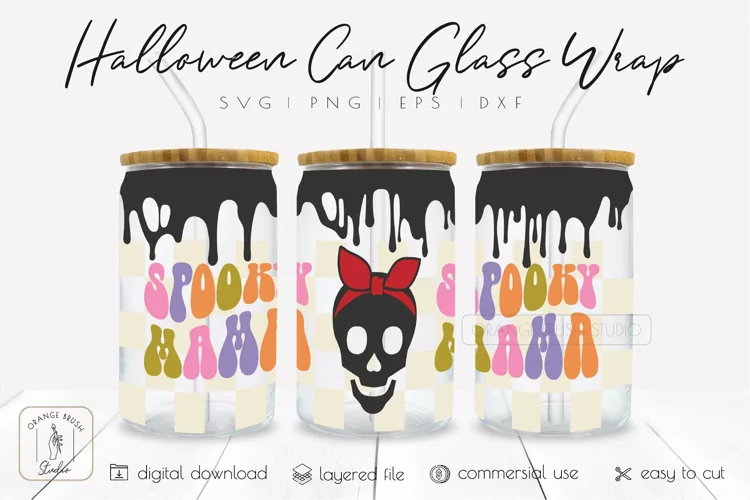 Halloween Can Glass Svg Libbey Beer Can Glass Wrap 16 Oz