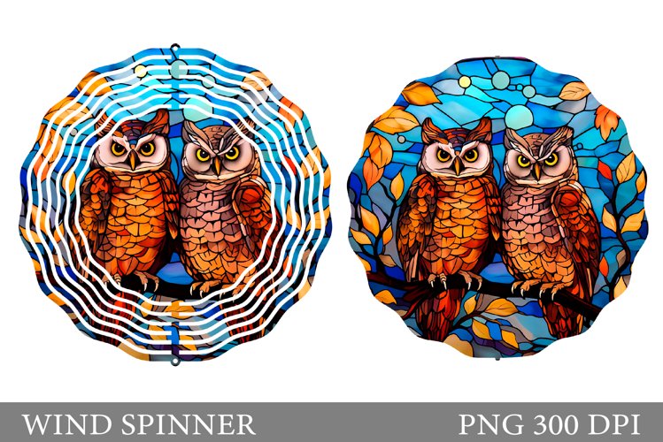 Stained Glass Owls Wind Spinner. Owls Wind Spinner example image 1