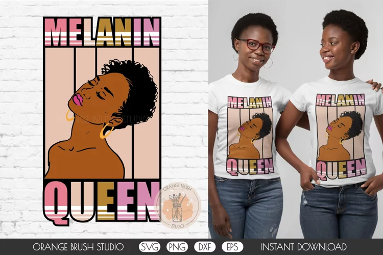 Melanin Black Queen SVG for Cricut. Short Curly Hair Girl
