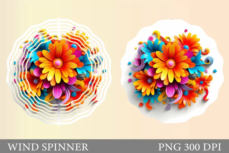 Paper Flowers Wind Spinner. 3D Flowers Wind Spinner Design