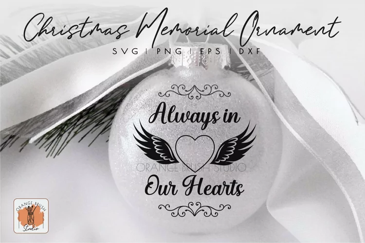 Heart Wings Christmas Memorial Ornament Cut File SVG