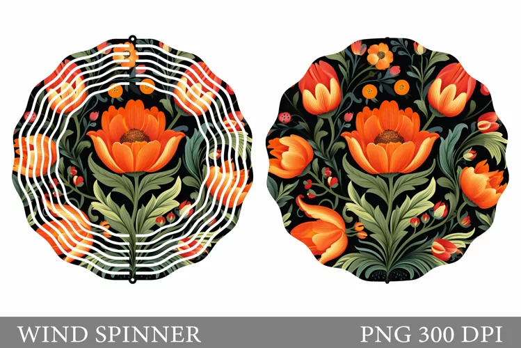 Flowers Spinner Sublimation. Flowers Wind Spinner Design
