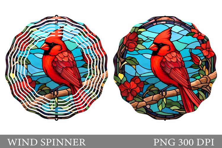 Stained Glass Cardinal Wind Spinner Sublimation