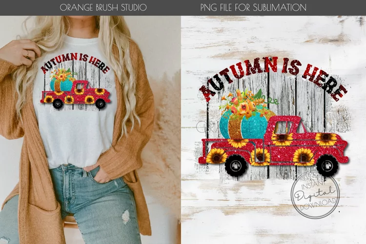 Farm Truck Fall sublimation PNG for Sublimation. Autumn PNG