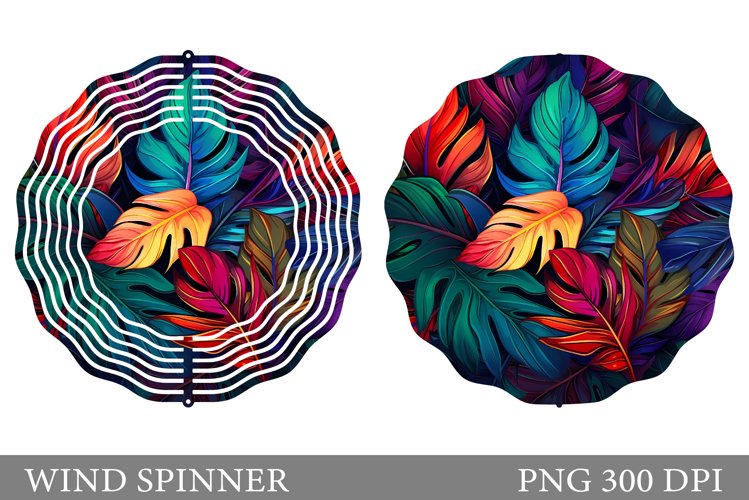 3D Leaves Wind Spinner. Tropical Leaves Spinner Sublimation