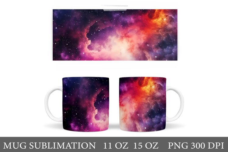 Space Mug Wrap Design. Galaxy Mug Wrap Sublimation