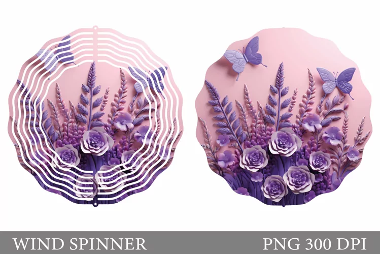 3D Flowers Spinner Sublimation. 3D Butterfly Spinner Design