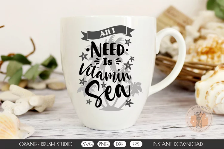 Vitamin Sea Summer Tropical Beach Funny Quote Palm Trees