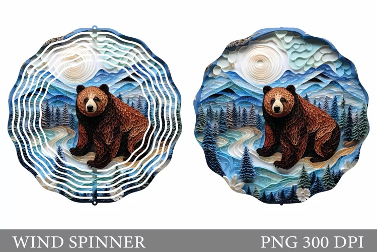 Bear Wind Spinner Sublimation. Paper Bear Spinner Design