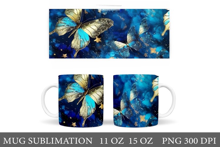 Butterflies Glitter Mug Design. Butterflies Mug Sublimation