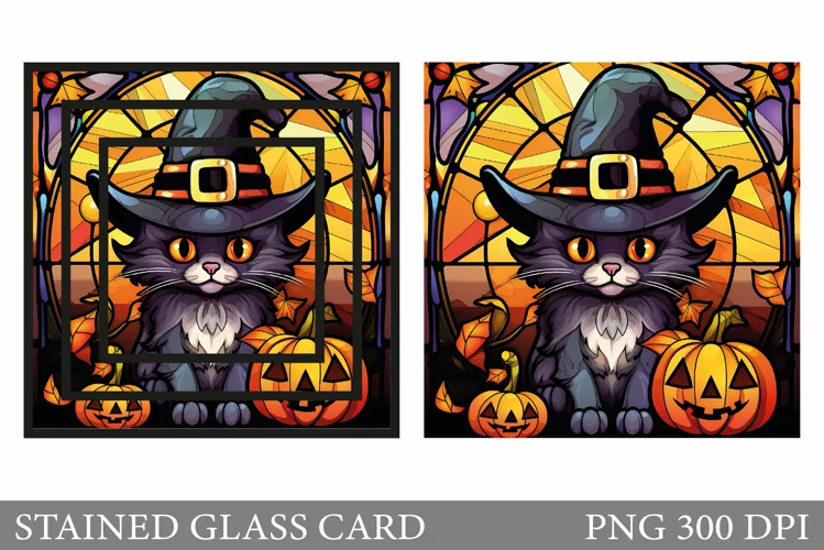 Stained Glass Halloween Card. Stained Glass Card Sublimation