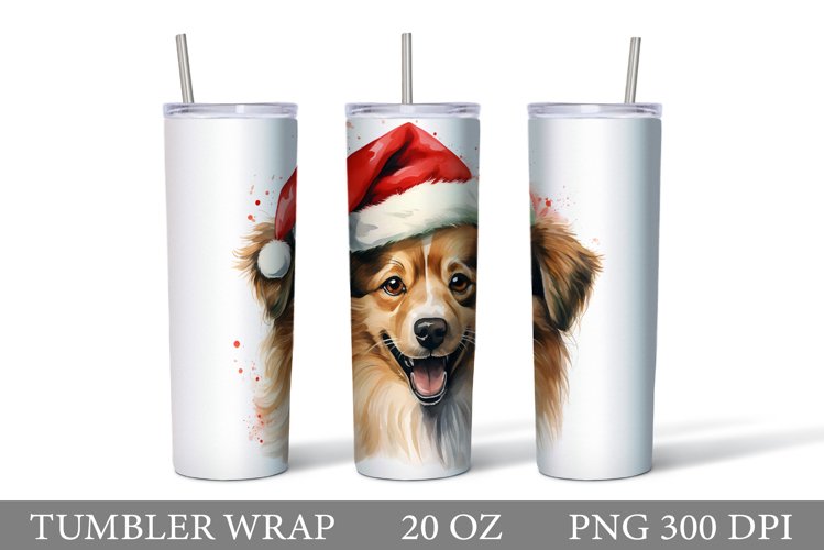 Christmas Dog Tumbler Design. Cute Dog Tumbler Sublimation