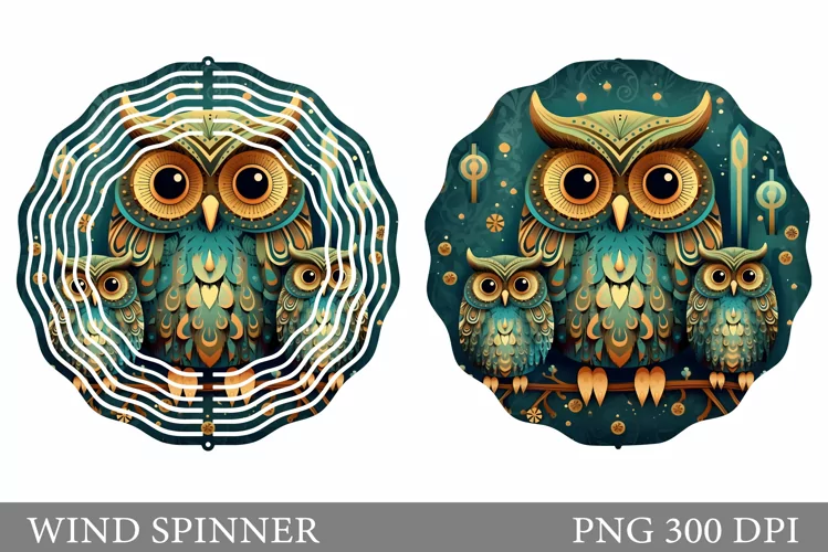 Owls Wind Spinner Sublimation. Owl Metal Wind Spinner Design