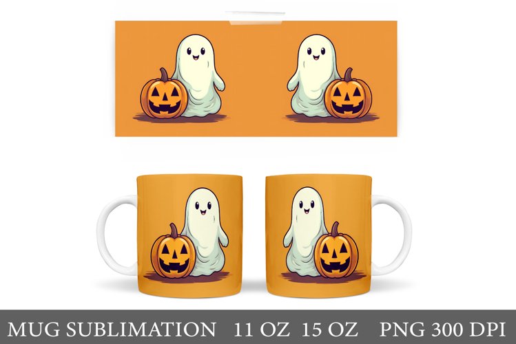 Cute Ghost Mug Wrap. Cute Halloween Mug Wrap Sublimation