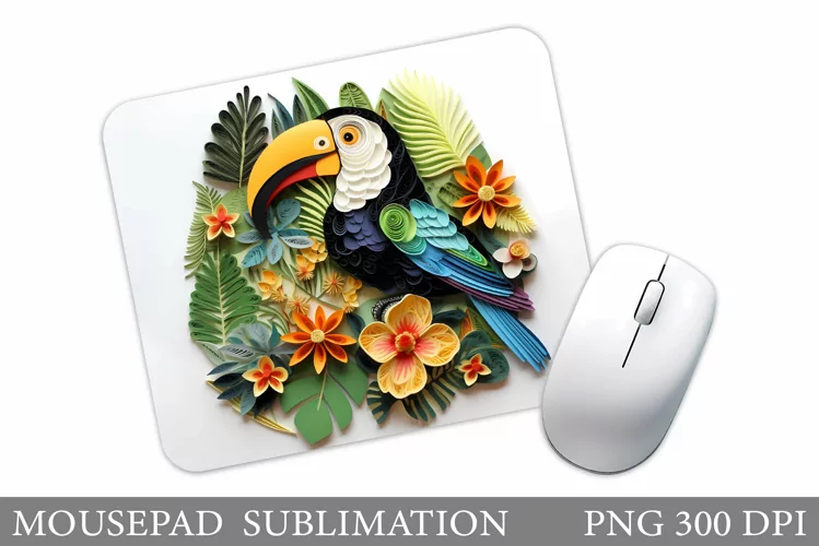 Toucan Mouse Pad Design. Paper Toucan Mouse Pad Sublimation