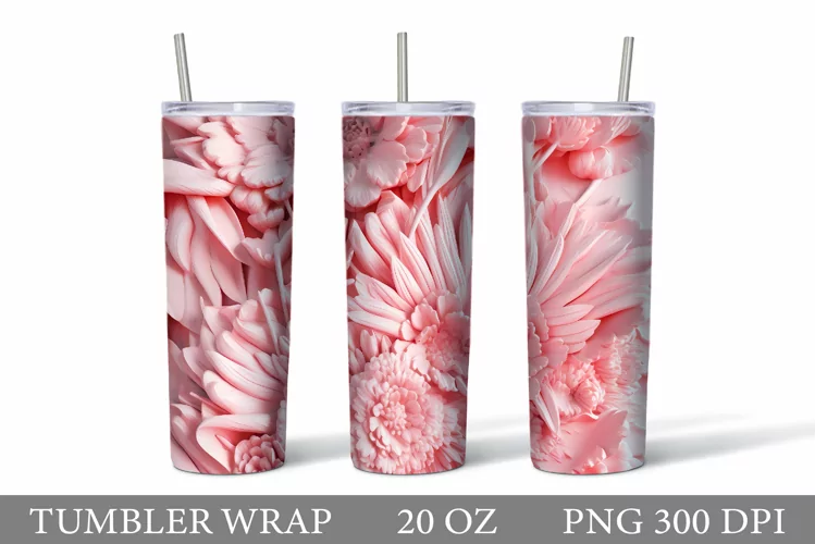 3D Flowers Tumbler Sublimation. 3D Flowers Tumbler Design