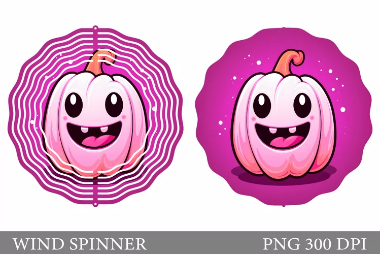 Cute Pumpkin Wind Spinner. Pink Pumpkin Halloween Spinner
