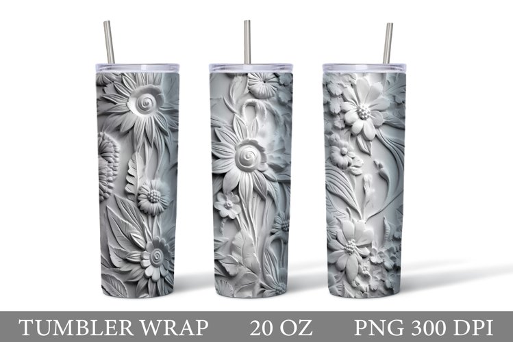 3D Flowers Plaster Tumbler. Flowers Tumbler Sublimation