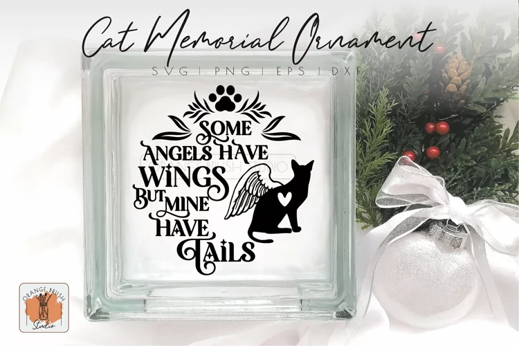 Christmas Cat Memorial Ornament SVG Angel Cat Remembrance
