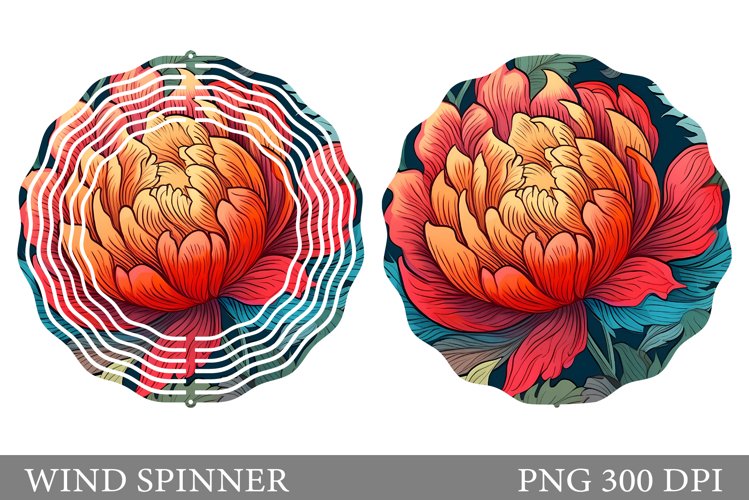 Pion Wind Spinner Sublimation. Flowers Wind Spinner Design