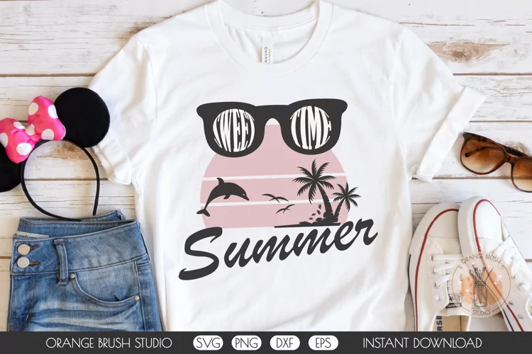 Summertime SVG Beach Life Shirt Mug Design Hello Summer