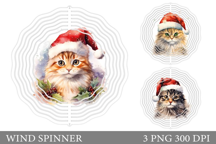Christmas Cat Wind Spinner. Cute Cat Spinner Sublimation