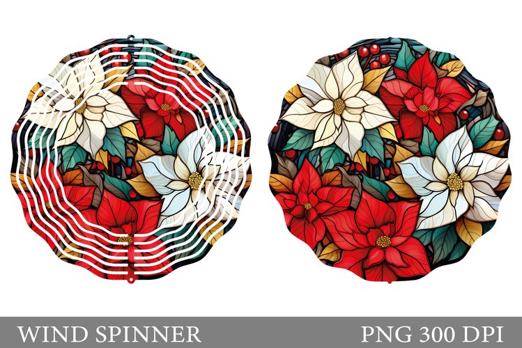 Poinsettia Spinner Sublimation. Flowers Wind Spinner example image 1