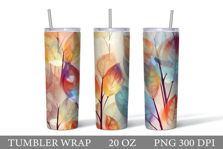 Leaves Tumbler Sublimation. Fall Leaves Tumbler Wrap Design