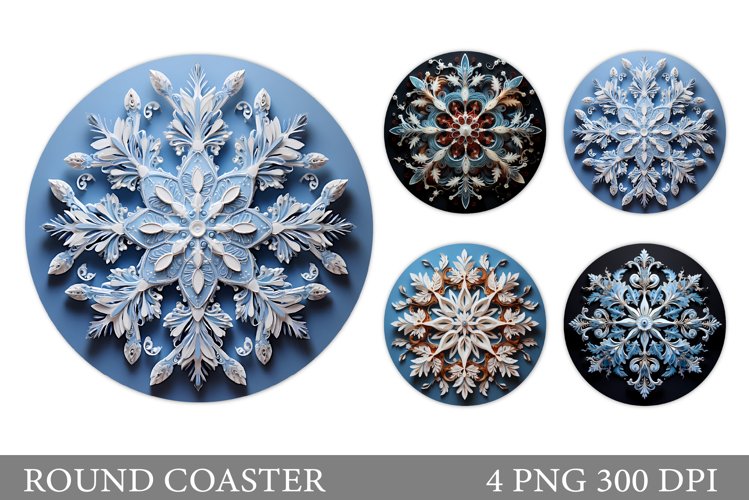 Snowflake Round Coaster. Snowflake Coaster Sublimation