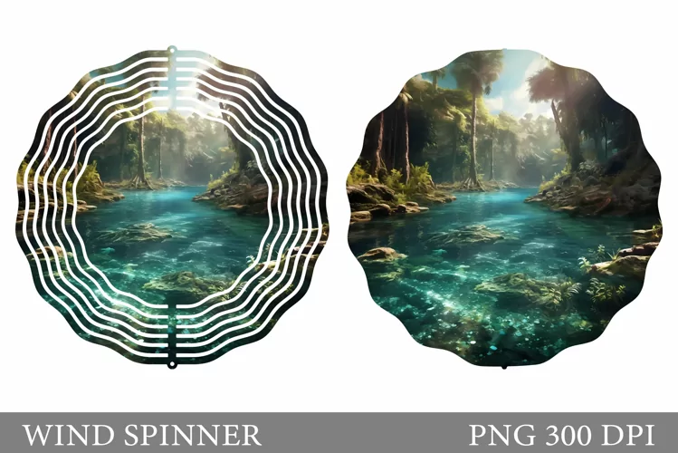 3D River Wind Spinner. Nature Wind Spinner Sublimation