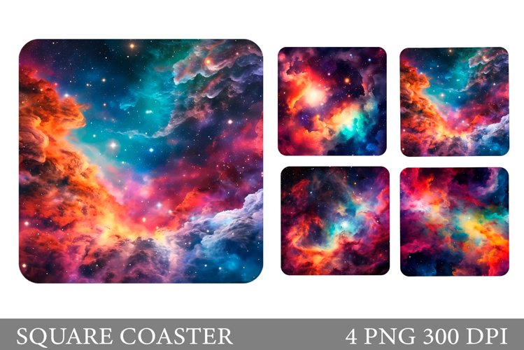 Space Square Coaster Sublimation. Abstract Coaster Design