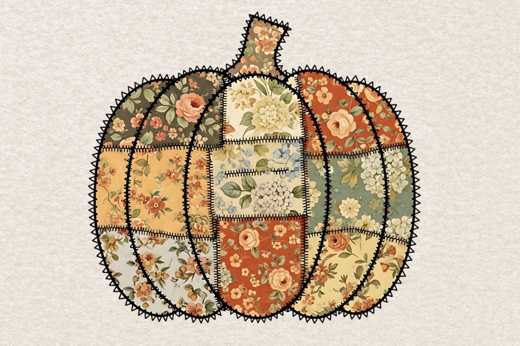 Preppy Floral Fall Pumpkin Png, Fall Pumpkin Png, Autumn Png
