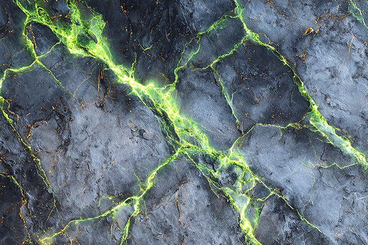 Dark Stone Marble with Neon Green Veins Texture