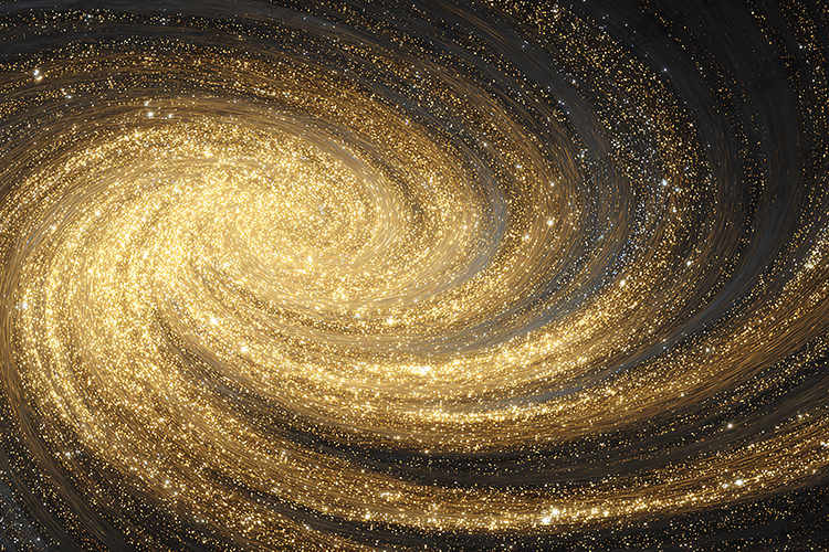 Gold Glitter Galaxy Background | Spiral Swirl Abstract