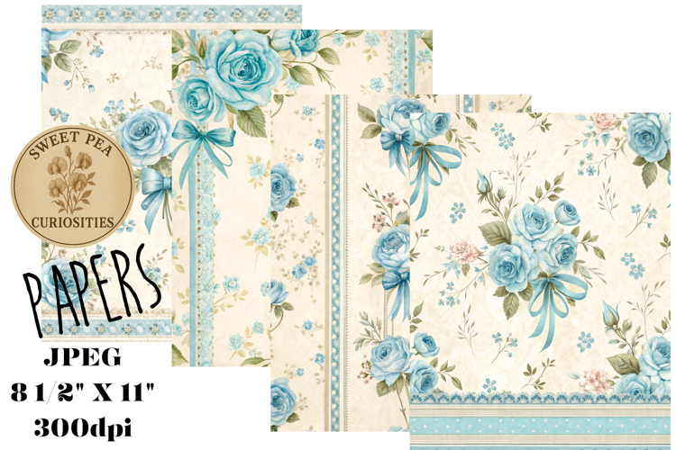 Shabby Chic, Flowers, Papers, Junk Journal