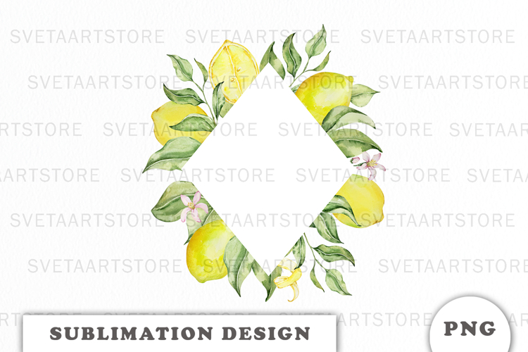 Watercolor Lemons Frame png