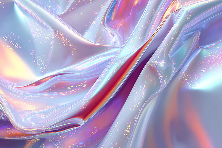 A colorful with iridescent fabric