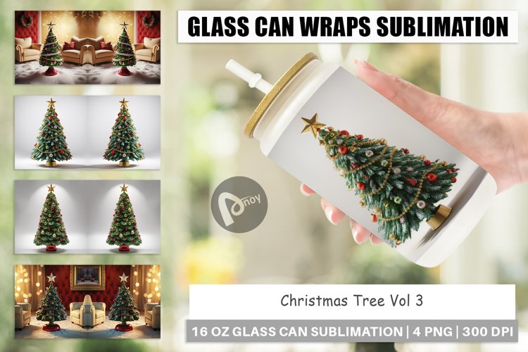 Glass Can Wraps Christmas Tree